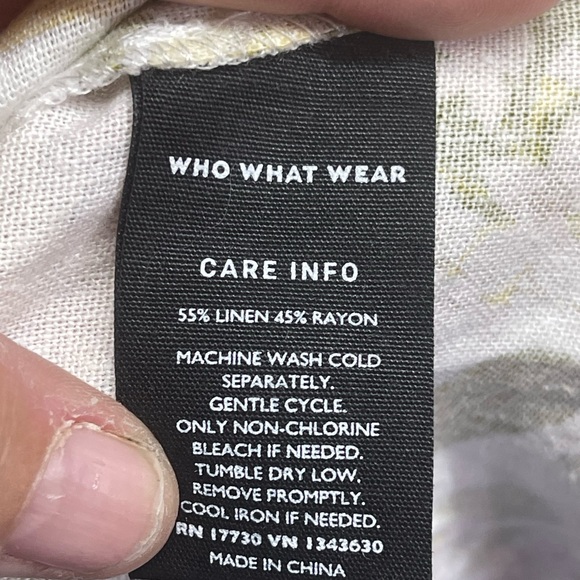 Who What Wear Linen Pastel Pink and Green Floral Maxi Dress - Picture 6 of 7